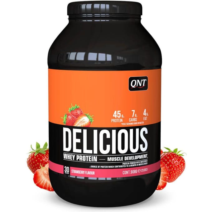 QNT|Delicious Whey 908gr|Protein Eiwitpoeder|Eiwitshake|Aardbei