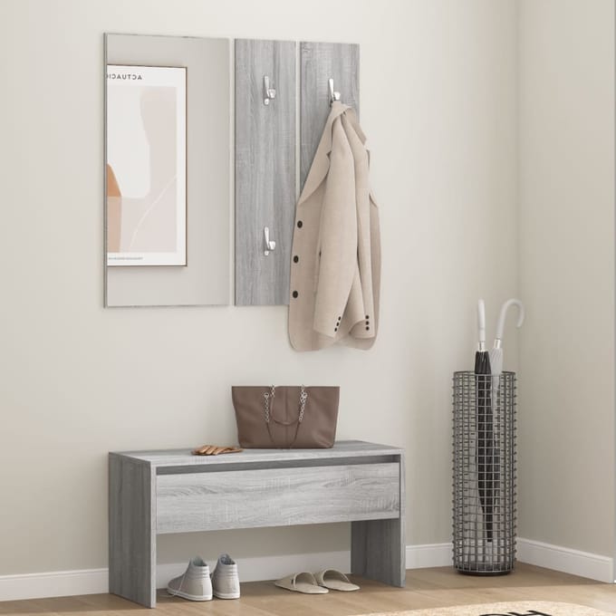 vidaXL - Garderobe - set - bewerkt - hout - grijs - sonoma - eikenkleurig