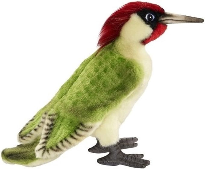 Hansa pluche groene specht - knuffel vogel - 27 cm - levensecht - realistisch