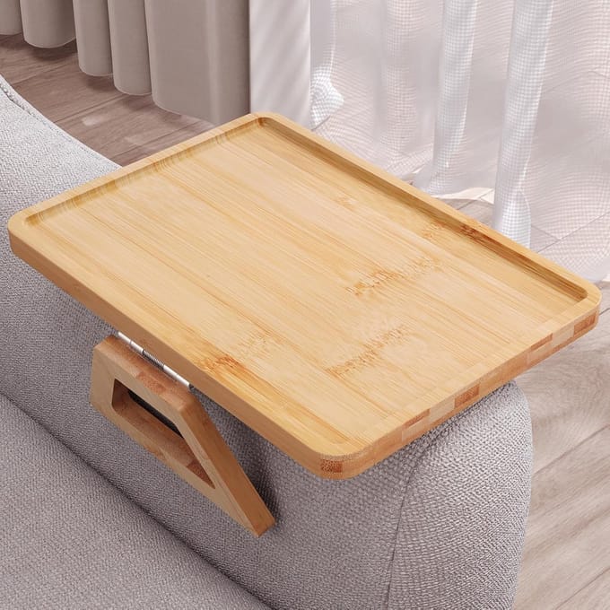 Multifunctionele Bank Armsteun Tafel van Bamboe met Opbergvak