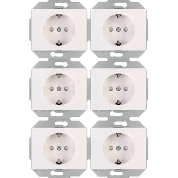 Sencys Inbouwstopcontact Yukon Met Aarde (randaarde) 1-polig Wit Ip20 6 Stuks