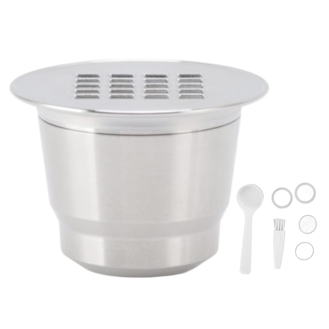 Capsule de café rechargeable et réutilisable en acier inoxydable pour machine à café white