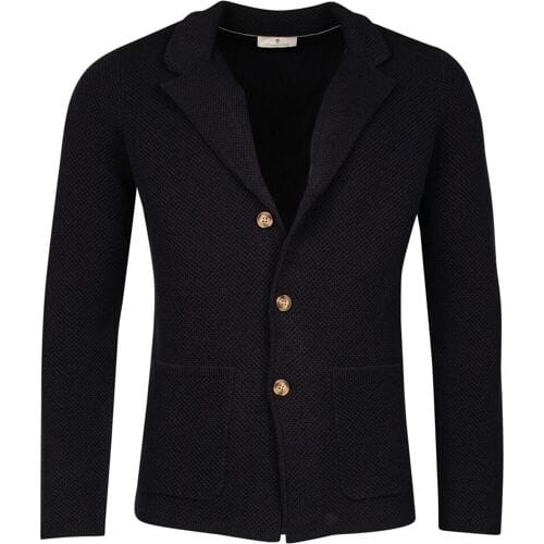 Thomas Maine Vest Cardigan Blazer Double Knit Structure On Face Navy / male