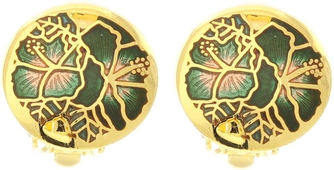 Behave - Oorclips dames - bloemmotief - groen - 1,5 cm