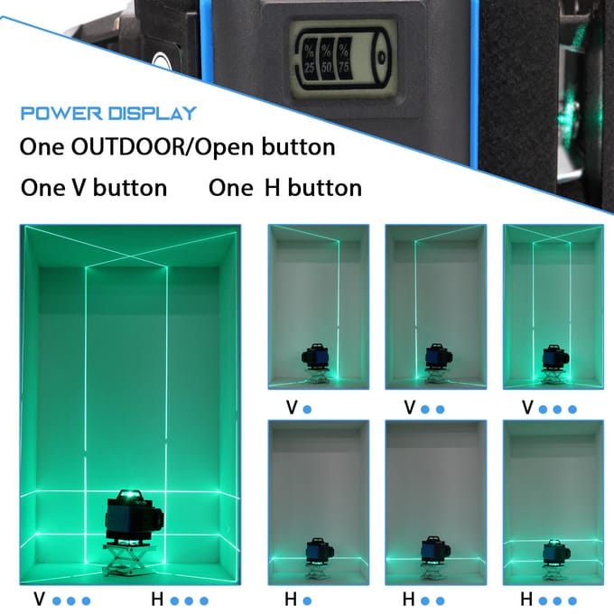 Multifunctioneel 16 Lijnen Waterpas Gereedschap Verticale Horizontale Kruislijn APP Afstandsbediening met UK Plug without Tripod Stand