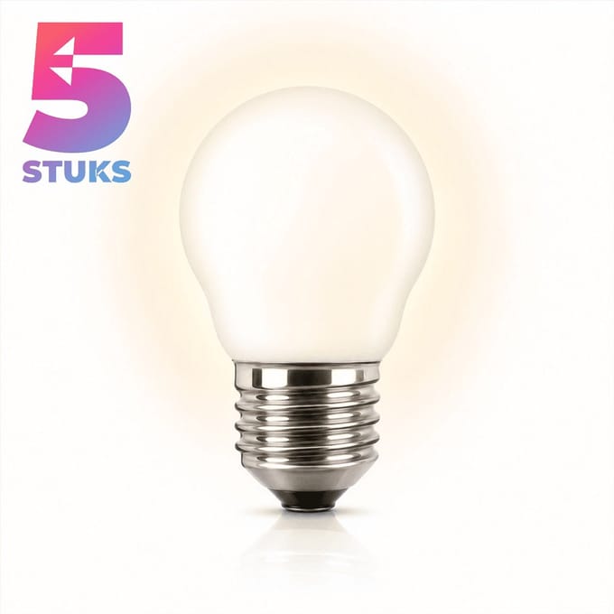 5x Kogel Gloeilamp E27 - 60W - Warm Wit Licht (2700K) - 540 lm - 1 jaar - Dimbaar