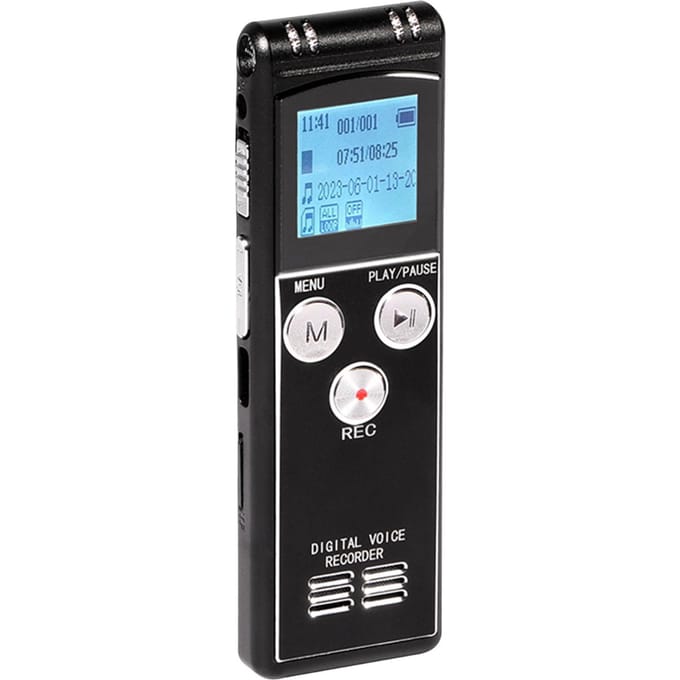 Digitale Voice Recorder 8+32G Geactiveerde Opname Afspelen MP3 Muziekspeler met Microfoon en Luidspreker zwart