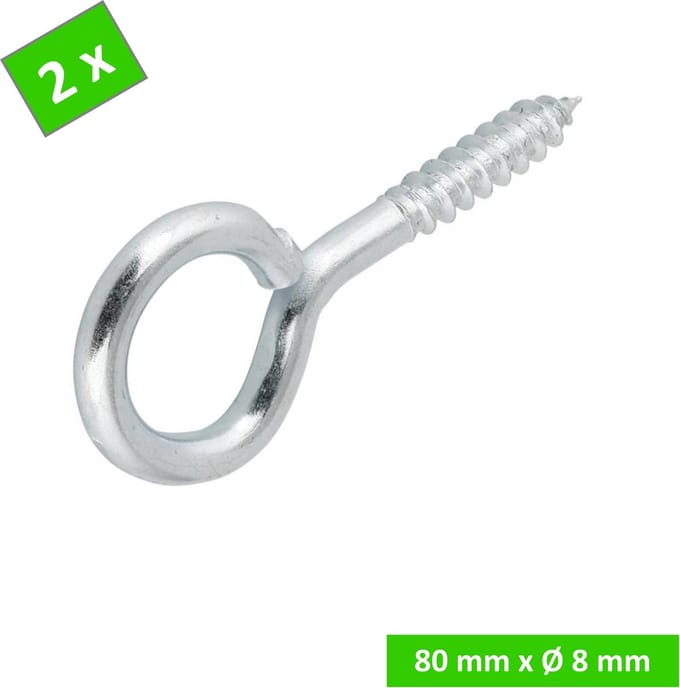 TQ4U Schroefoog - Lengte 80 mm - Ø 8 mm - Houtdraad - Verzinkt - 2 stuks
