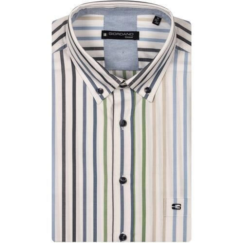 Giordano Overhemd League Button-Down Stripe Twill Apple Green-Multi / male