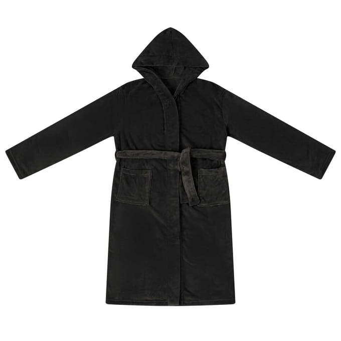 vidaXL Badjas Hoodie Zwart S Flanel