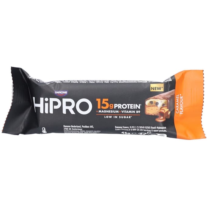 HiPRO Protein Bar | Karamelsmaak 15g Eiwitten Reep met Magnesium & Vitamine B9 45