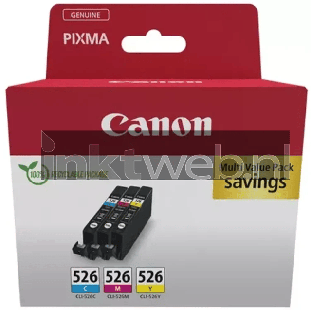 Canon Inktcartridge CLI-526 Origineel Combipack Cyaan, Magenta, Geel 4541B018
