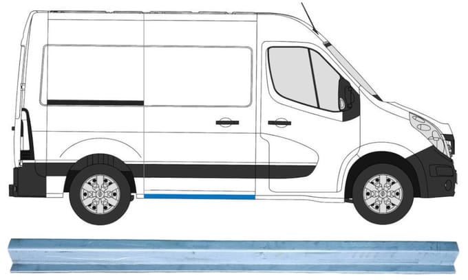 Schuifdeur dorpel reparatiepanel voor Renault Master 2010- / Rechts