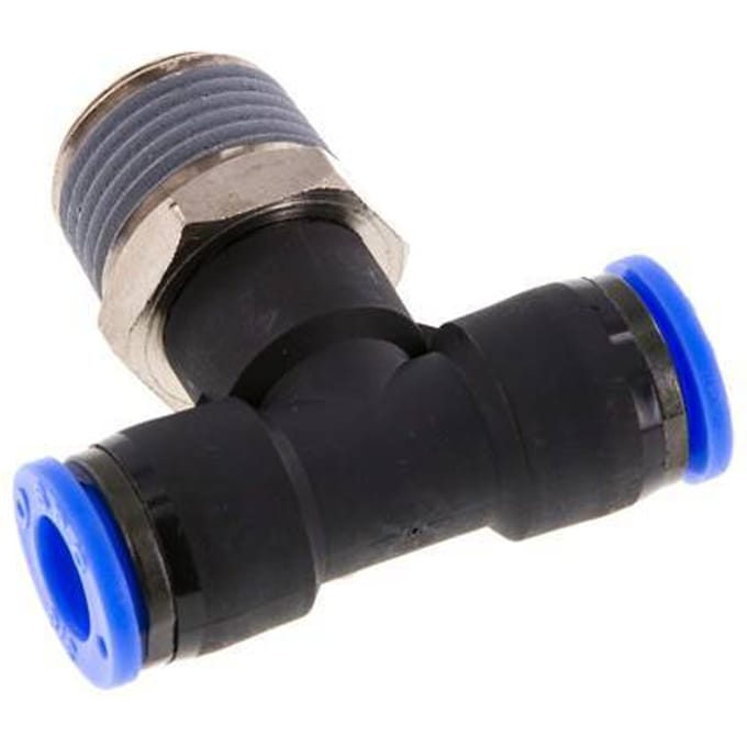 3/8'' x 1/2'' NPT inline T-stuk Messing/PBT Insteekfitting Buitendraad Draaibaar NBR