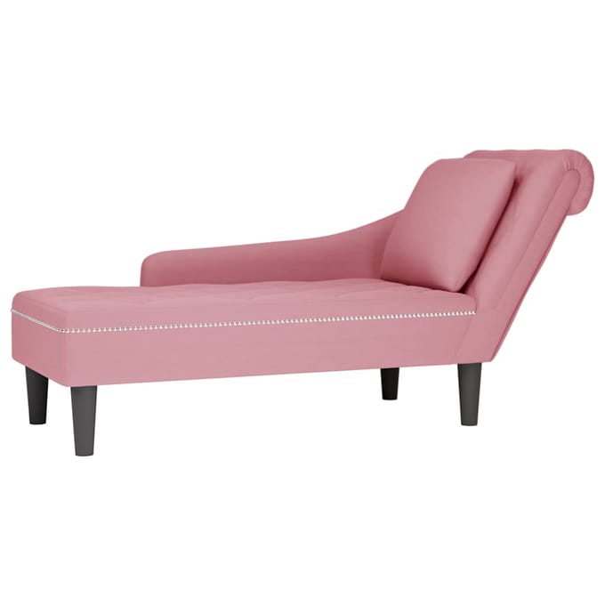 vidaXL - Chaise - longue - met - kussen - en - rechterarmleuning - fluweel - roze