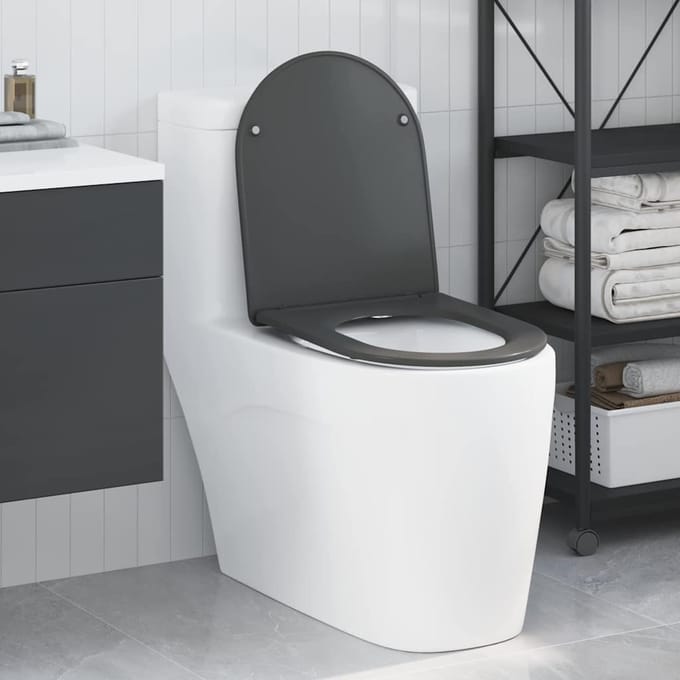 vidaXL - Toiletbril - Antraciet - 47 - x - 36 - x - 3,4 - cm - Duroplast