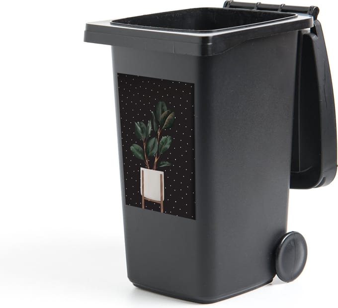 Container sticker Planten - Bloempot - Stippen - Zwart - 40x60 cm - Kliko sticker