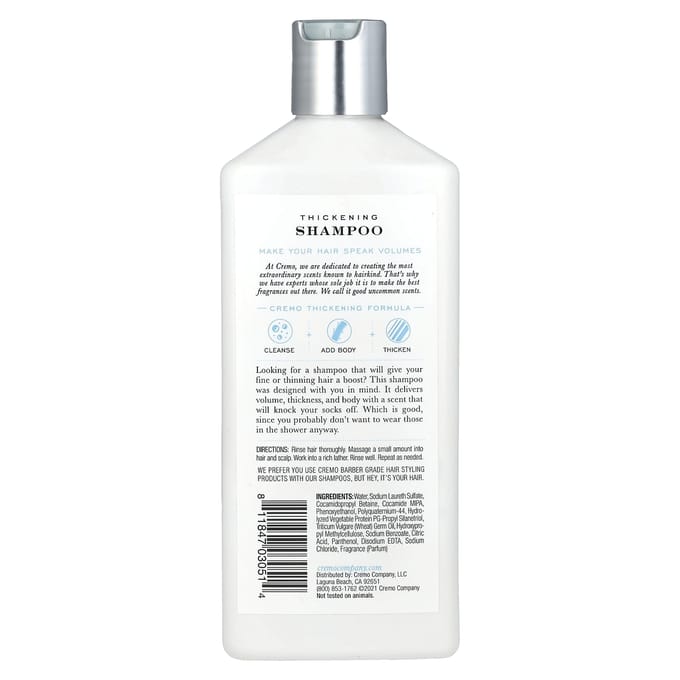Cremo, Hair Strengthening Shampoo, Juniper & Eucalyptus, 16 fl oz (473 ml) white