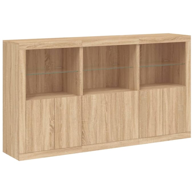 vidaXL - Dressoir - met - LED-verlichting - 181,5x37x100 - cm - sonoma - eikenkleur