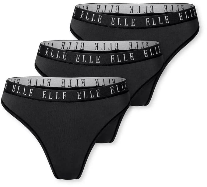 Elle 3-Pack dames tanga strings microfiber - M - Zwart