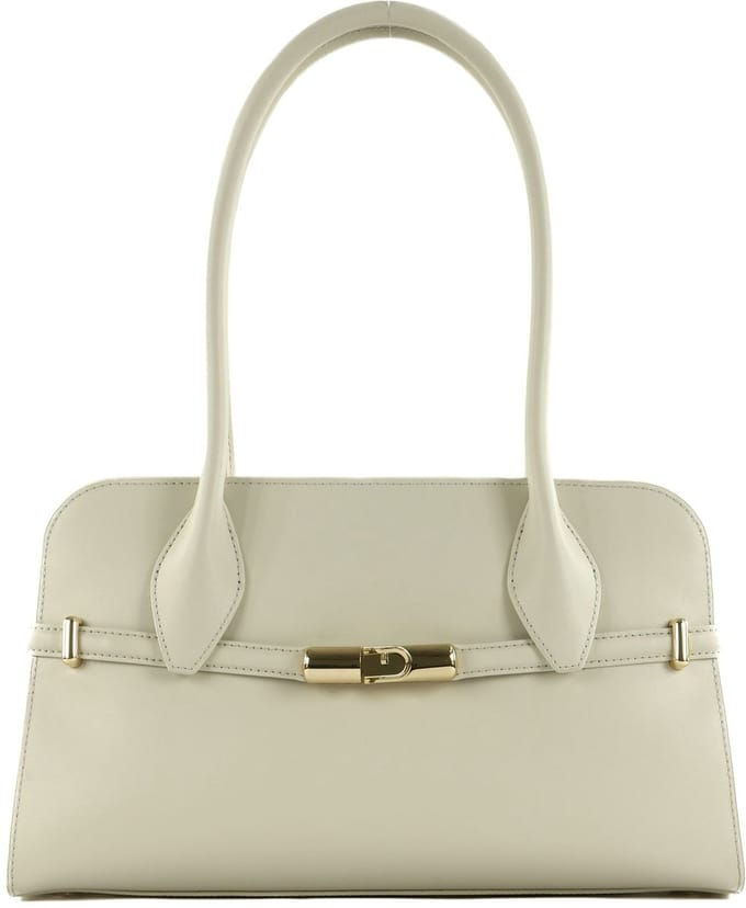 FURLA Leren Schoudertas Goccia Dome Shoulder Bag Marshmallow Lichtgrijs