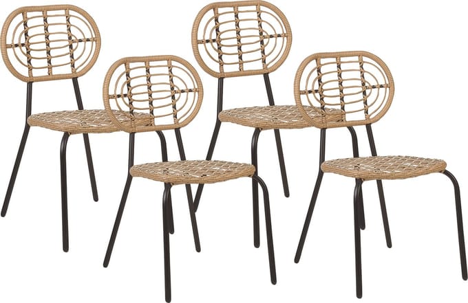 PRATELLO - Tuinstoel set van 4 - Naturel - PE rotan