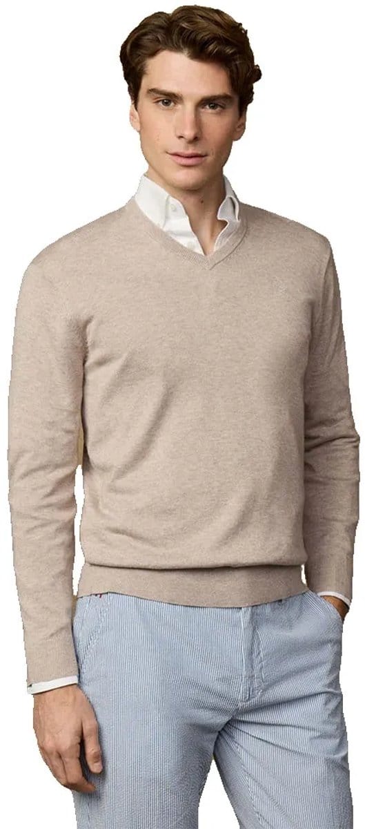 Hackett Ess Cotton Trui Met V-hals Beige M Man