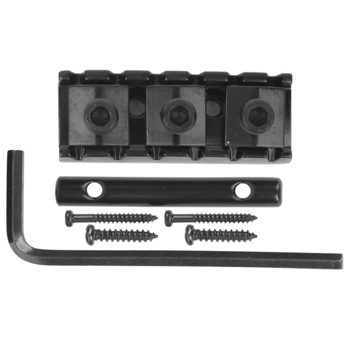 Elektrische Gitaar String Lock Moer met Headstock String Retainer Bar Schroef Zeskant Sleutel black