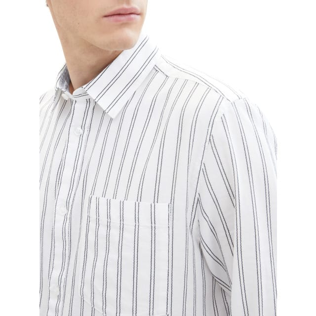 Tom Tailor - Lange mouw overhemd - Heren - L - Wit - Katoen - 1040135
