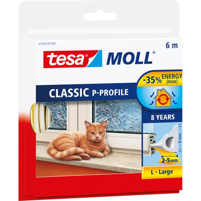 tesa P-PROFILE 05390-00100-00 Afdichtingstape tesamoll Wit (l x b) 6 m x 9 mm 1 stuk(s)