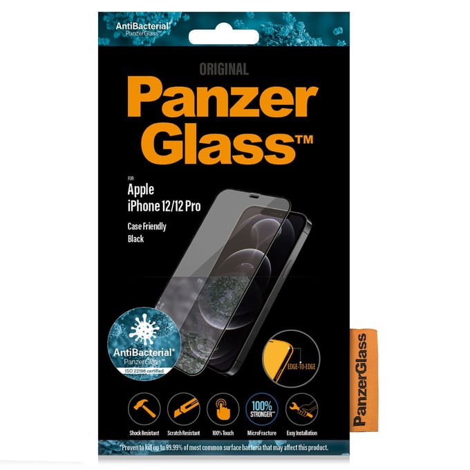 PanzerGlass Screenprotector geschikt voor Apple iPhone 12 Glazen | PanzerGlass Edge to Edge Screenprotector - Case Friendly - Zwart