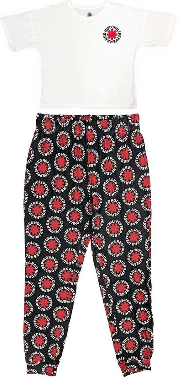 Red Hot Chili Peppers - Classic Asterisk Pyjama - M - Wit/Zwart