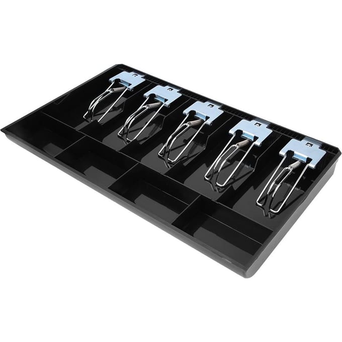 Plateau en ABS avec clip en métal pour tiroir-caisse, boîte de rangement pour devises(Noir) noir
