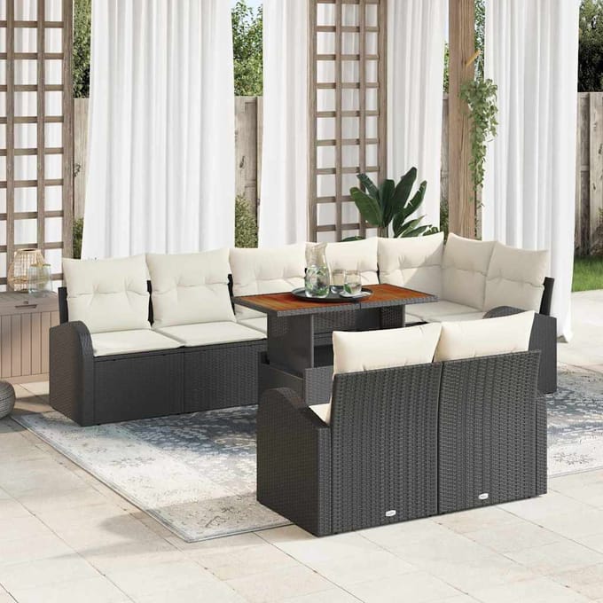 vidaXL - Tuinbank - Set - 9 - st - Zwart - en - crème