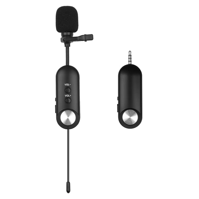 Andoer Draadloos Lavalier Reversmicrofoon Oplaadbaar clip-on microfoonsysteem met geluidsgeleiding 20 zwart