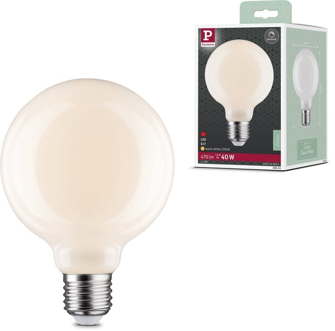 Filament 230 V LED Globe G95 E27 470lm 5,6W 2700K dimbaar Opaal