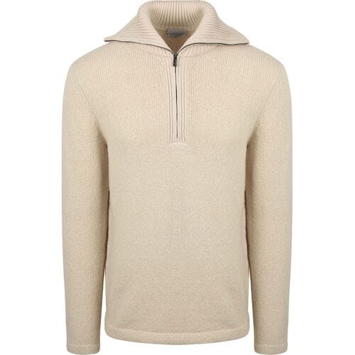 Suitable Deep Zip Pullover Boiled Wool Ecru - Maat XXL - Heren - Schipperstrui - Schipperstrui met rits - Volwassen mannen