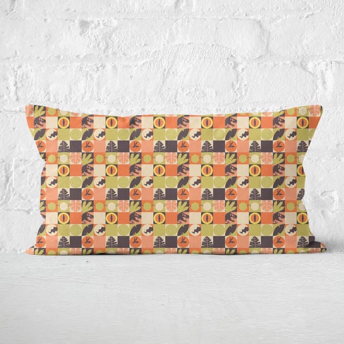 Orange Jurassic Park Rectangular Cushion 30x50 - Soft Touch
