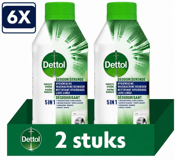 6 x Dettol Hygiënische Wasmachine Reiniger - 2x250ml