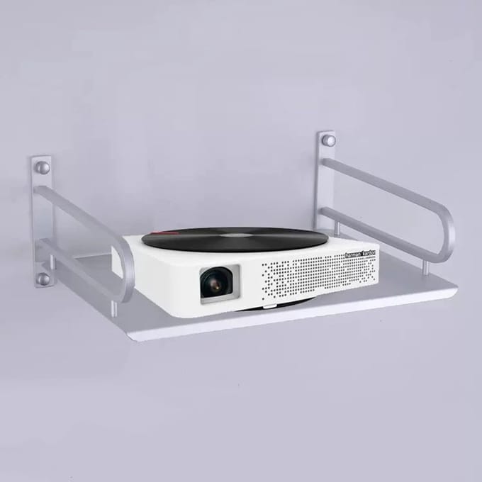 Projector Muurbeugel - Projectorstandaard Hanger - Thuisbioscoop Inrichting - Universele Aluminium Ondersteuning - 31x26x14cm - Wit