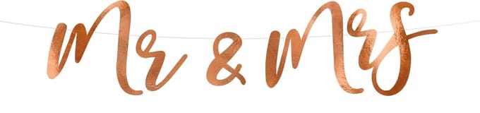 PartyDeco - Banner MR / MRS Rose Gold