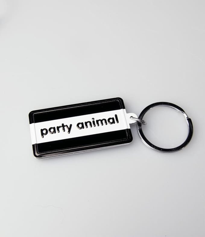Paper Dreams Sleutelhanger Party Animal 13,5 X 4,5 Cm Zwart/wit