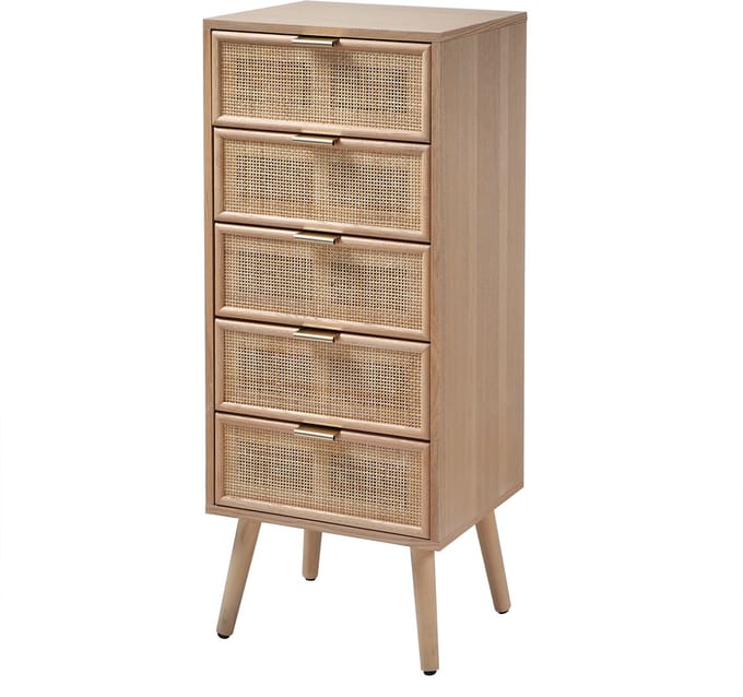 CALICOSY - Natuurlijk rotan dressoir bestaande uit 5 lades 42x37x101cm