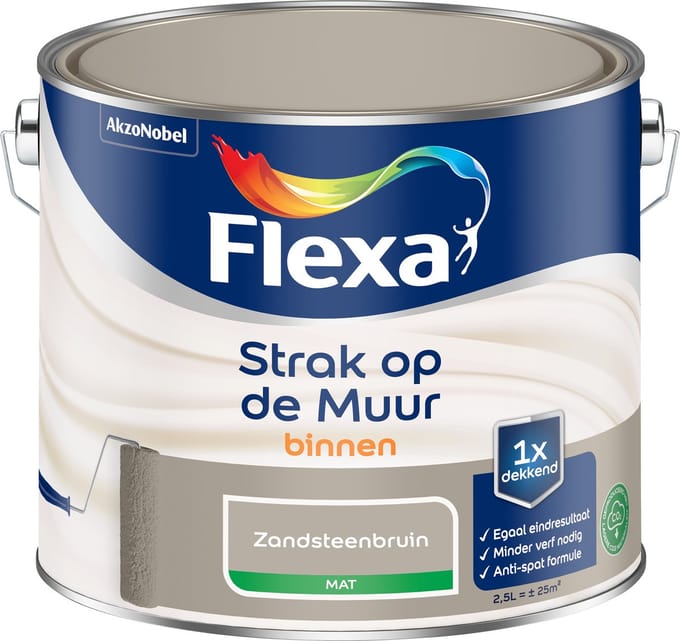 Flexa Strak Op De Muur Muurverf - Mat - Zandsteenbruin - 2,5l