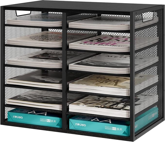 Bureau Organizer - Documentenbak - Bureau Opruimen - 12 Compartimenten - 49 x 41 x 31 cm - Zwart