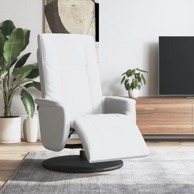 vidaXL - Fauteuil - verstelbaar - met - voetensteun - kunstleer - wit