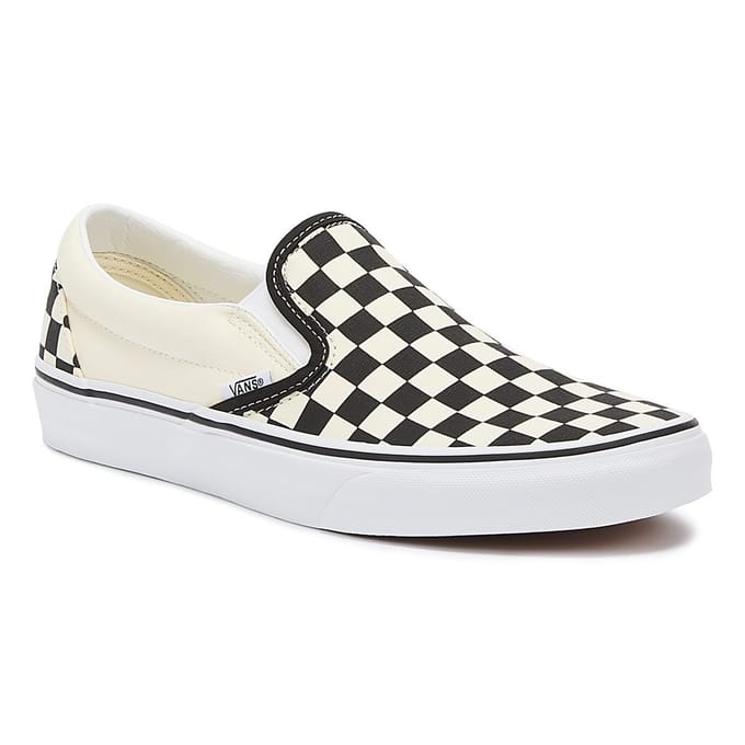 Vans Classic Slip-On Unisex Zwart Wit Checkboard Canvas Skate Trainers