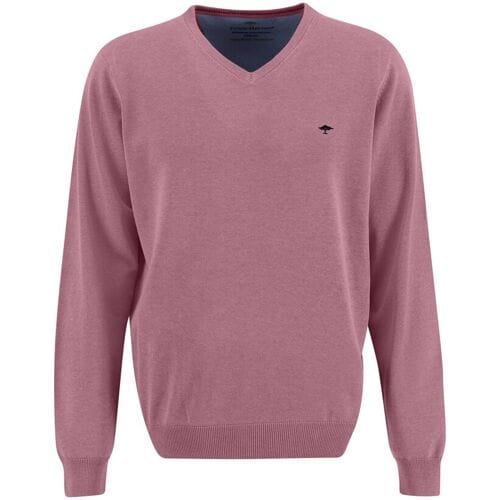 Fynch-Hatton Trui V-Neck Fine Knit Cotton Lila / male