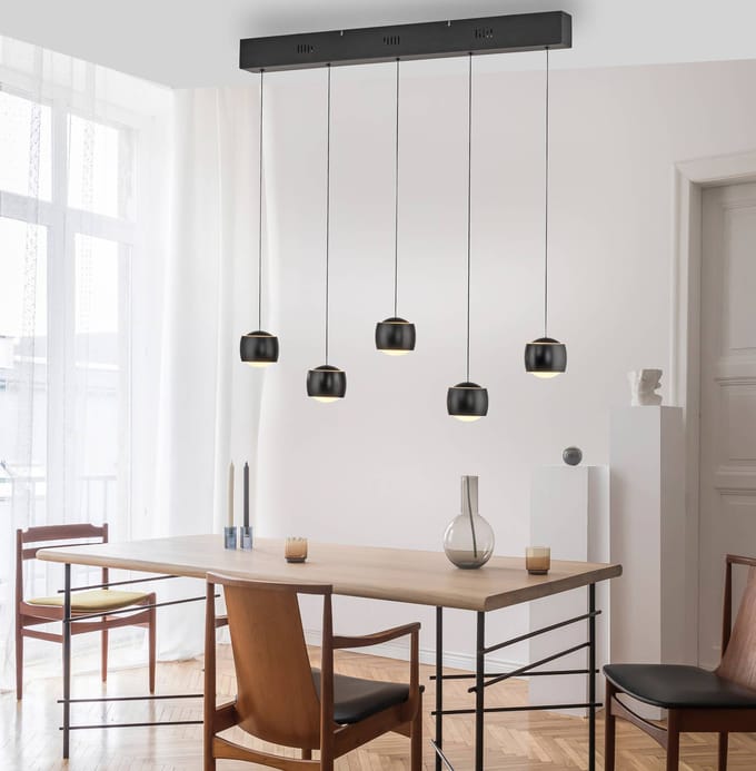 JUST LIGHT. GmbH JUST LIGHT. LED hanglamp Ballini, zwart, 5-lamps, Switchmo