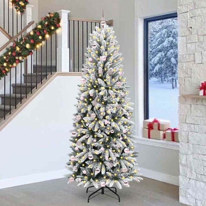vidaXL - Kunstkerstboom - Wit - 240 - cm - PVC - en - plastic - en - staal - en - PE